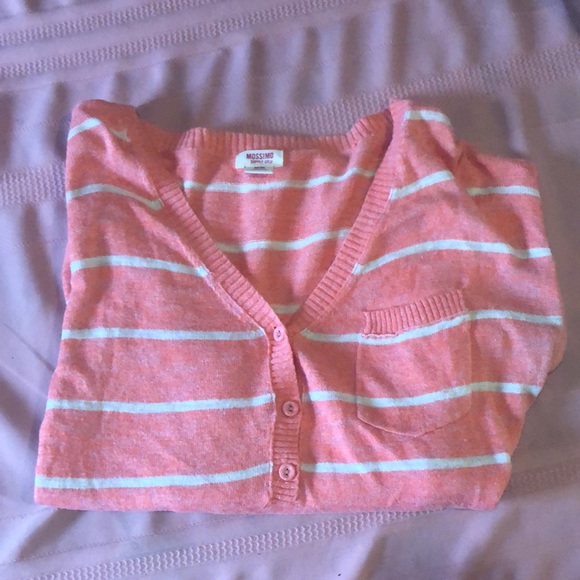 Mossimo Supply Company orange and cream striped 100% cotton sweater sz M - Picture 14 of 14